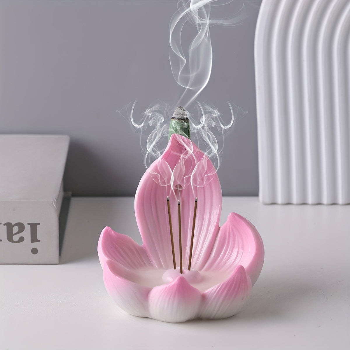 1pc for Lotus Flower Resin Incense Burner - Multifunctional Aromatherapy Furnace for Home Decor