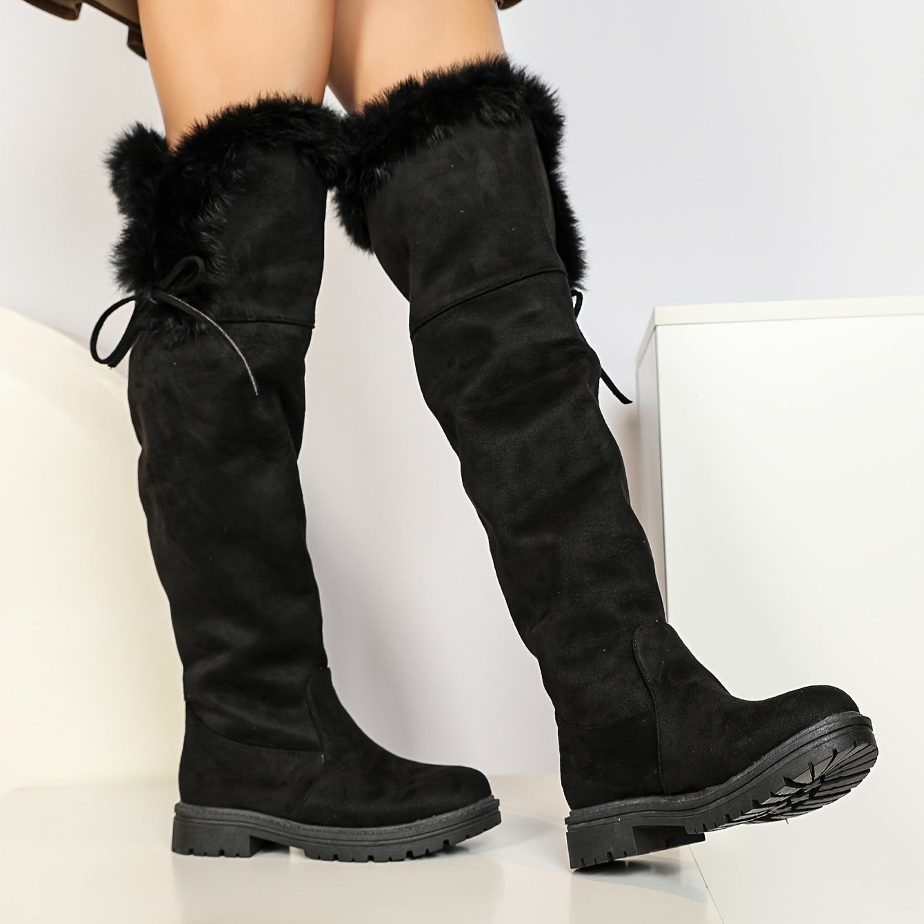 Women's Knee High Winter Boots, Soft Sole Pull On Warm Thermal Lining Snow Boots, Non-slip Perfect For Cold Weather