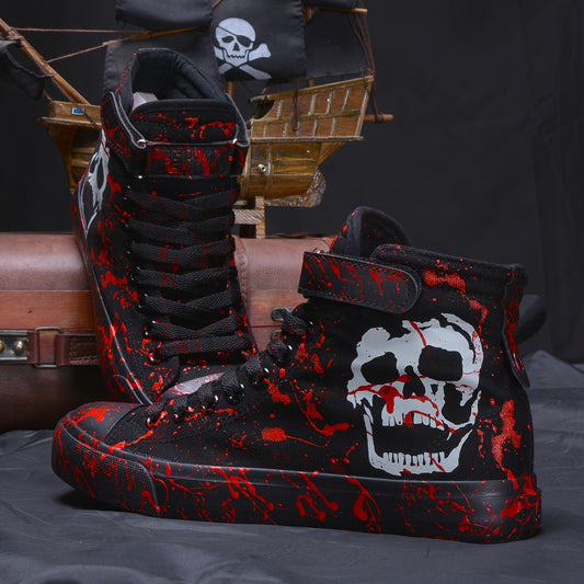 Teen-Friendly Skull High Tops: Lightweight, Non-Slip, Year-Round Comfort; Unisex Lace-Up Sneakers for All Occasions