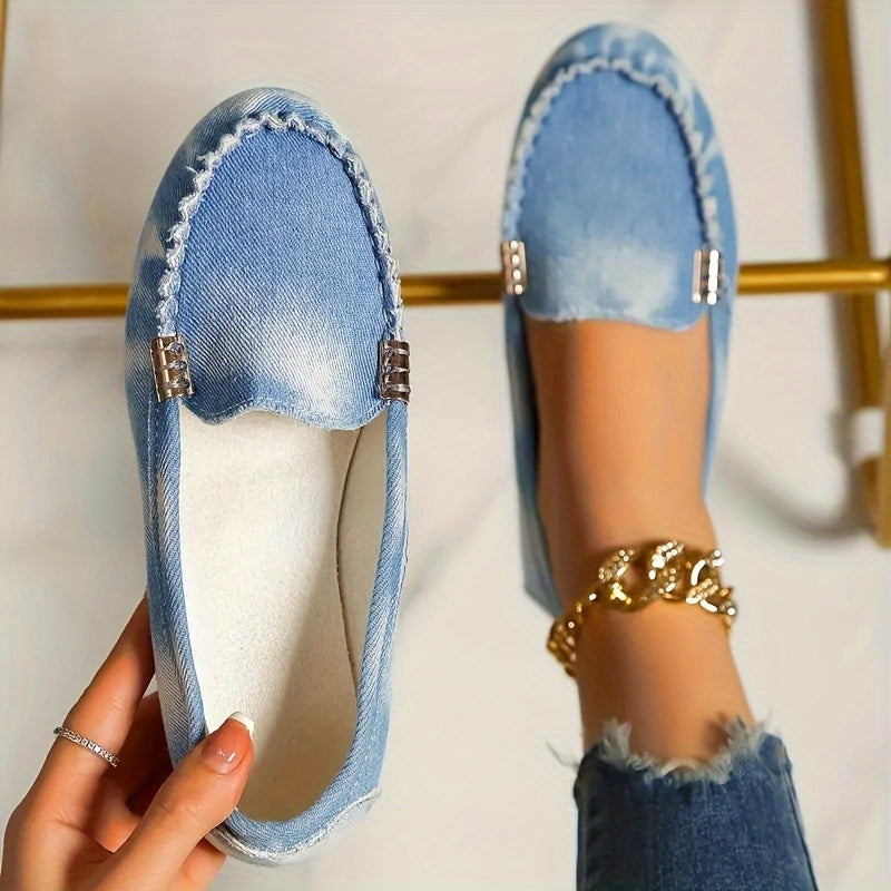 Denim Fabrics Raw Rope-like String Vamp Soft Sole Flat Shoes, Comfortable Soft Shoes, Maternity Supported Mommy Shoes, Women's Shoes