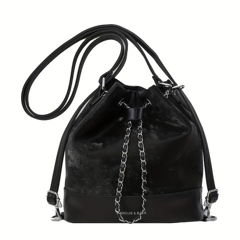benpaolv  Niche Design Drawstring Bucket Bag, Trendy Mini Shoulder Bag, Versatile Crossbody Bag For Women