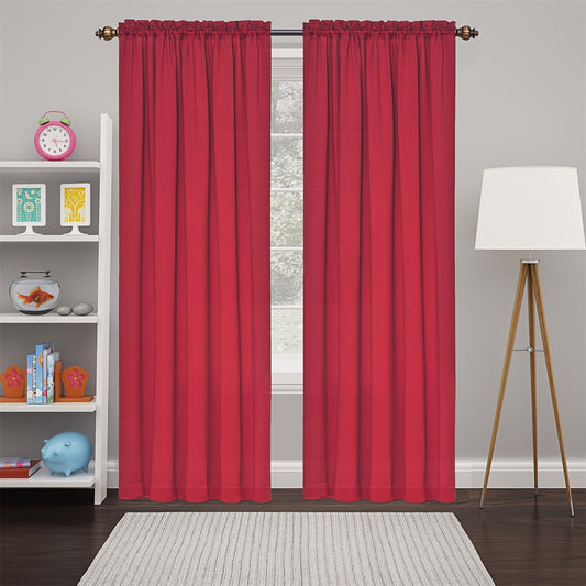 2 Panels Happy New Year Curtains, Solid Color Simple Rod Pocket Light Filtering Curtains, Suitable For Living Room, Office Home Decoration