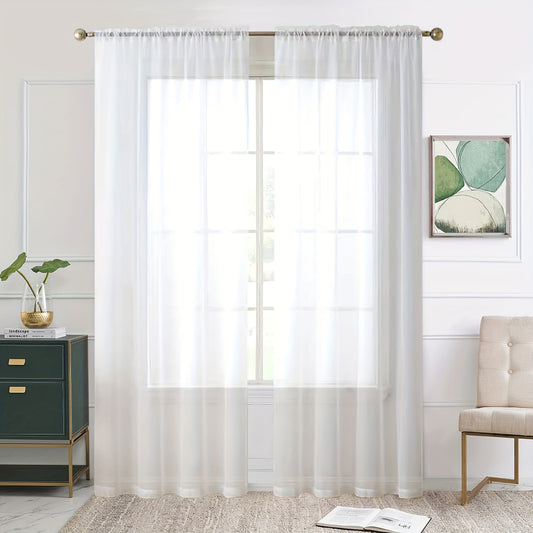 1 Panel Sheer Voile Curtain - Rod Pocket Window Treatment Panels for Kitchen, Bedroom, and Living Room Home Decor with Elegant Draping and Soft Light Filtering