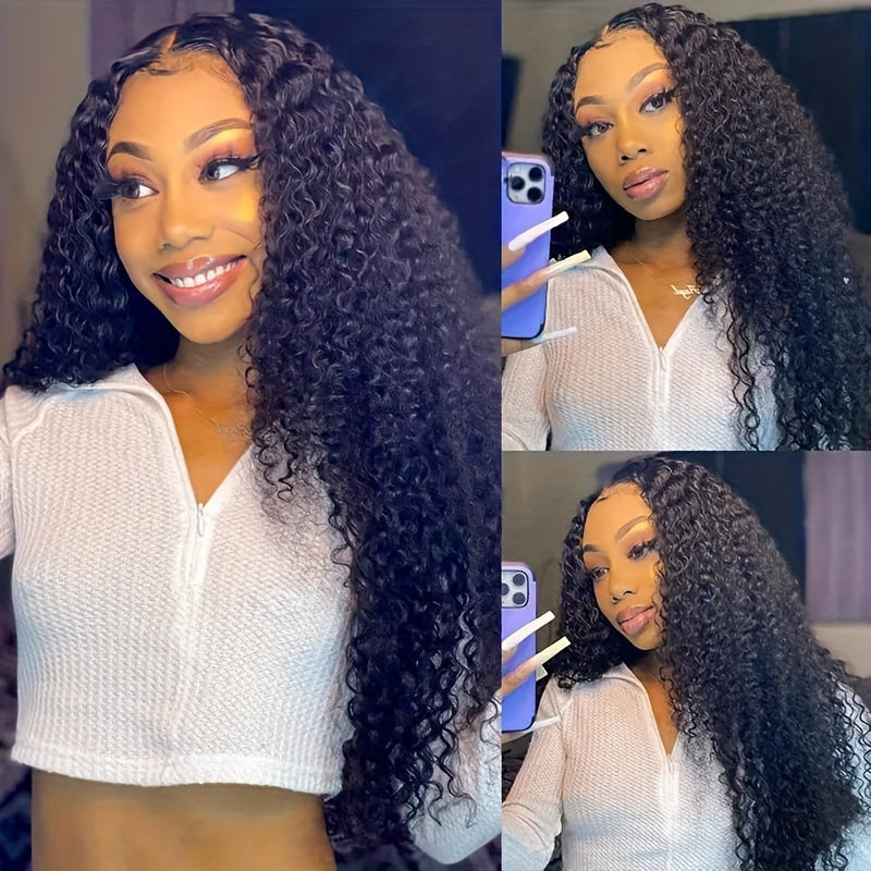 250% Density Curly Wave Lace Front Wigs Human Hair 13X6 HD Lace Frontal Wig Human Hair Deep Kinky Curly Wig 100% Brazilian Human Hair Wig Natural Full Edges Pre-Plucked Lace Wig With Baby Hair Ear To Ear Lace For Natural Looking.