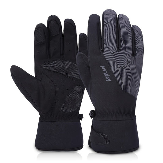 Men's Touchscreen Ski Gloves - Full Finger, Windproof & Warm for Outdoor Cycling and Mountaineering