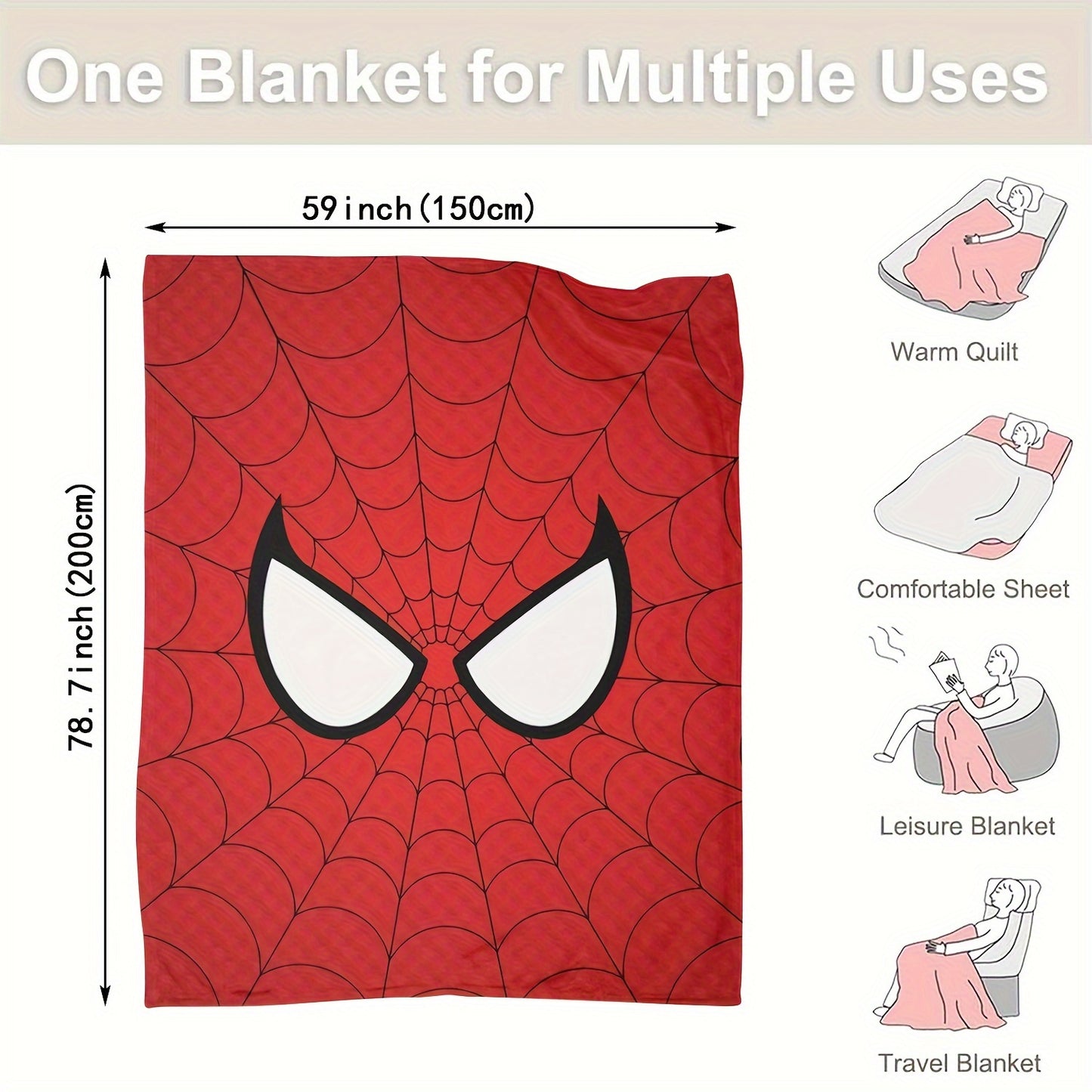 Ultra-Soft Spider-Man Flannel Throw Blanket - Cozy & Warm for Couch, Bed, Camping | All-Season Comfort