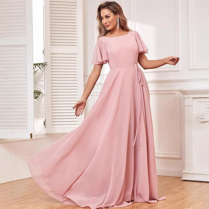 2025evening dresses fashion new bridesmaid dresses with long split ends, fashion trend chiffon formal dresses