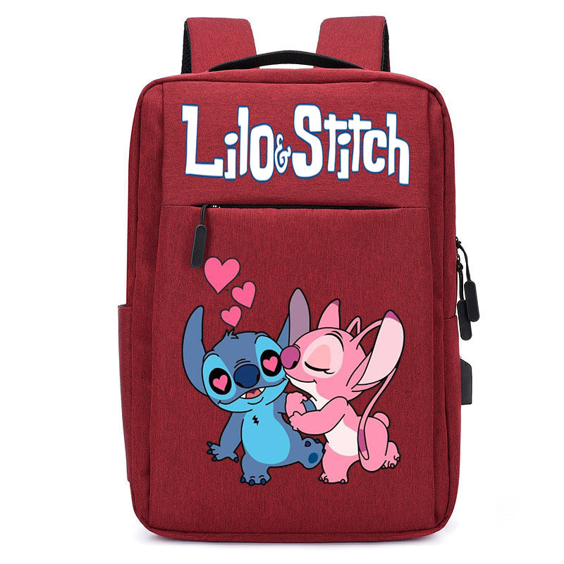 Stitch School Bag USB Charging Backpack Large Capacity Student School Bag Anime Computer Bag Casual Backpack