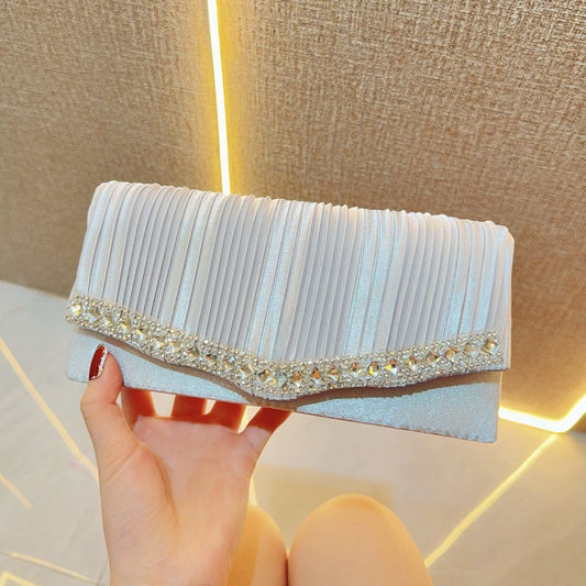 New New rhinestone flash women's clutch bag chain oblique span dinner dress bag bridal banquet bag celebrity handbag