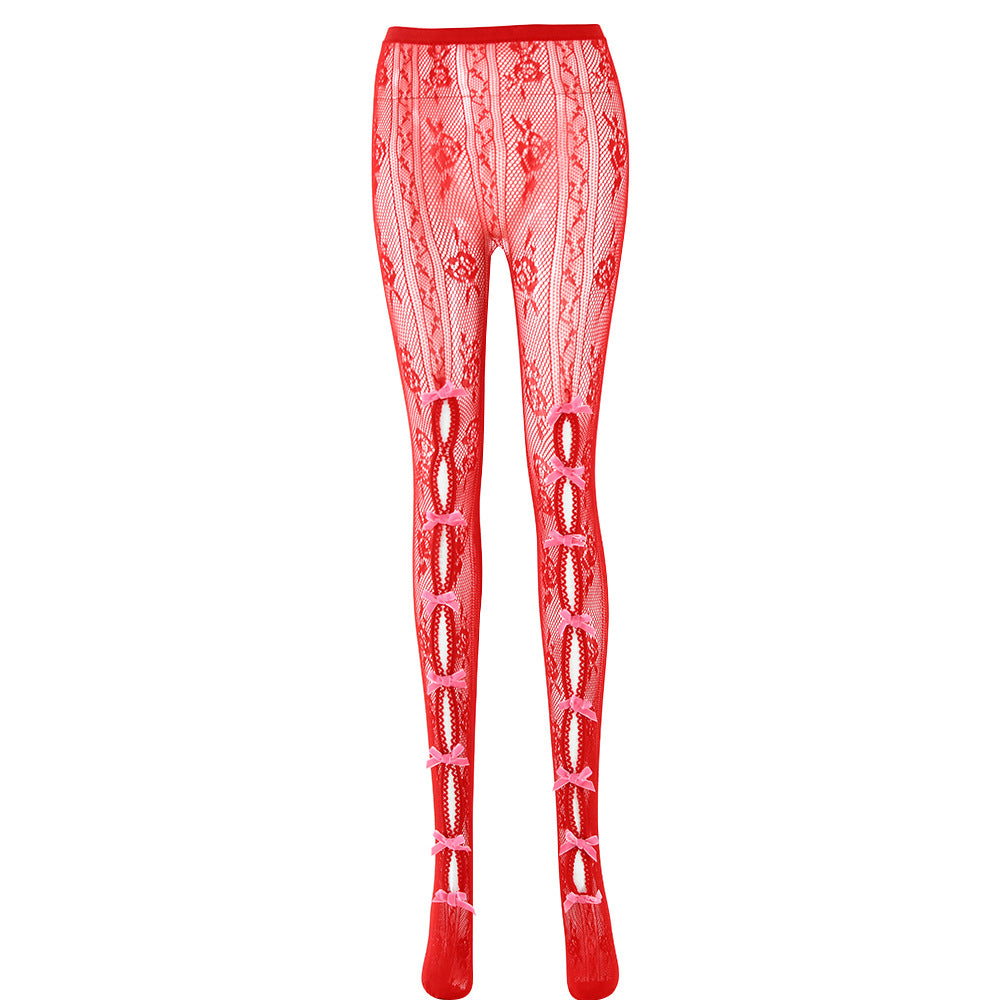 2025 New popular spring hot-selling new sexy trend solid color slim-fitting bow foot-stepping leggings trousers