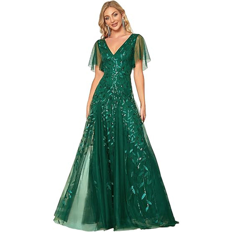 2025banquet evening dress women's  new elegant long annual meeting celebrity aura queen host evening dress