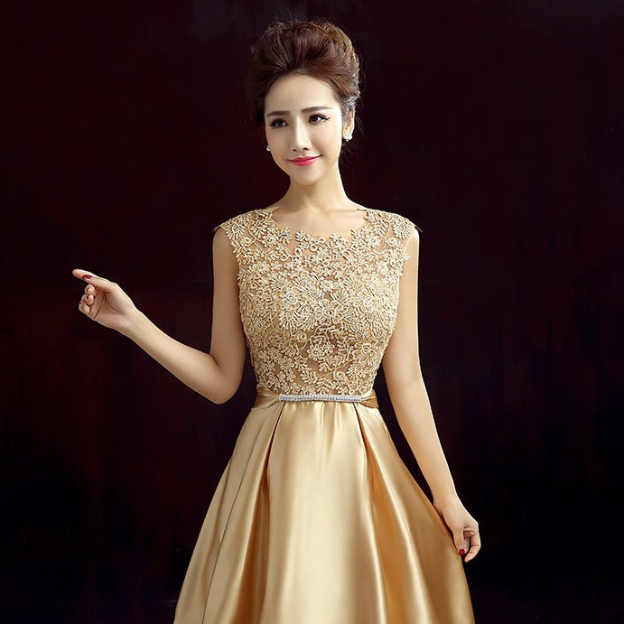 2025 Evening dress female popular autumn host sleeveless  elegant temperament Popular trade dress Popularan station supply