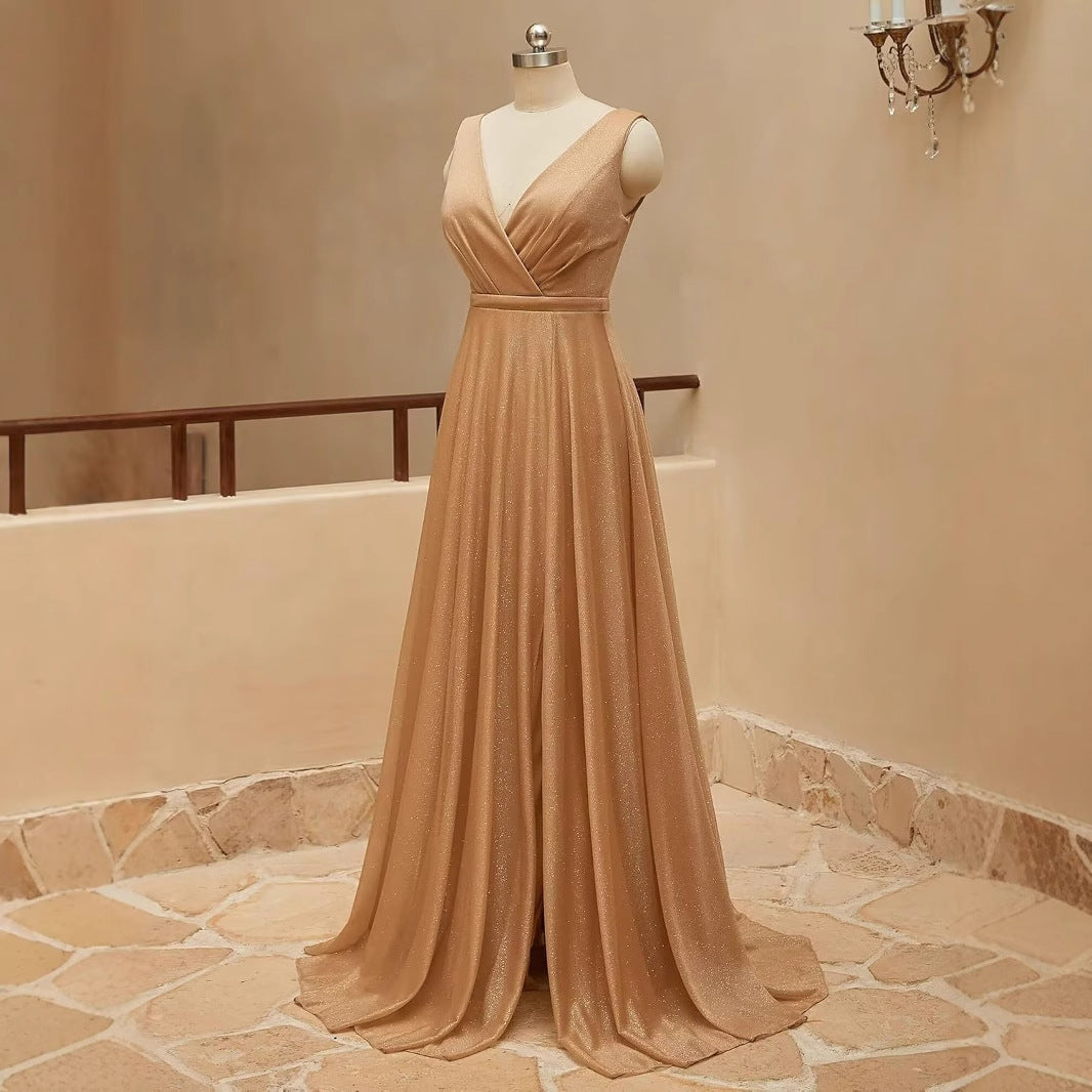 2025 Bridesmaid clothes  Popular trade long dresses independent station sexy elegant split fashion banquet New evening dresses women