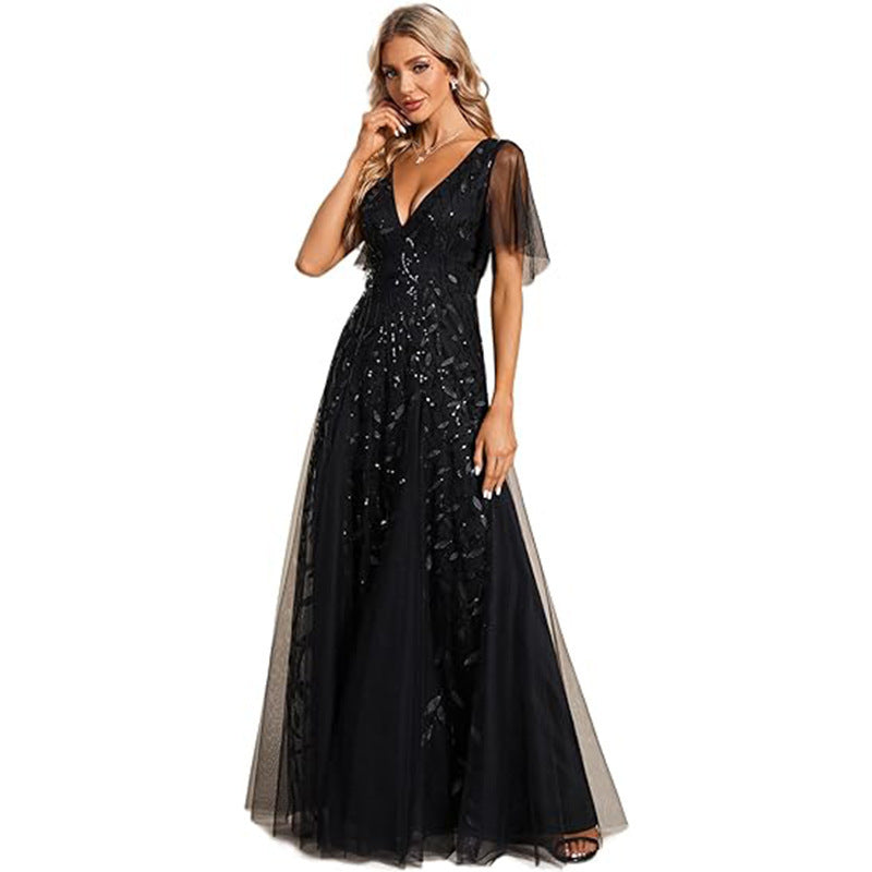 2025banquet evening dress women's  new elegant long annual meeting celebrity aura queen host evening dress