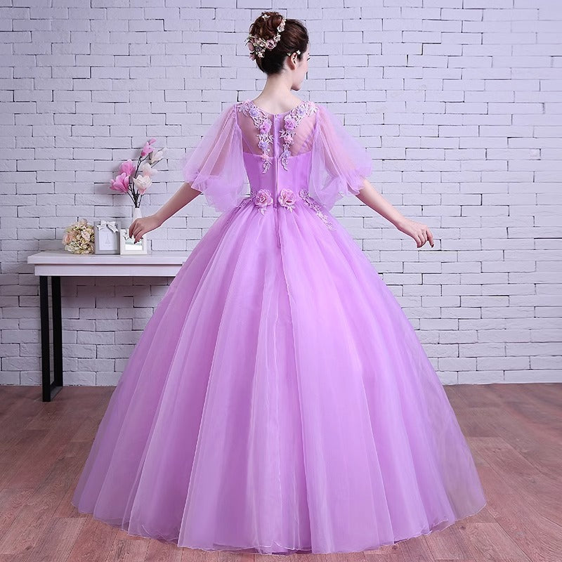 2025Purple fairy gas colored yarn  spring and summer new student art examination temperament performance clothes solo banquet host dress