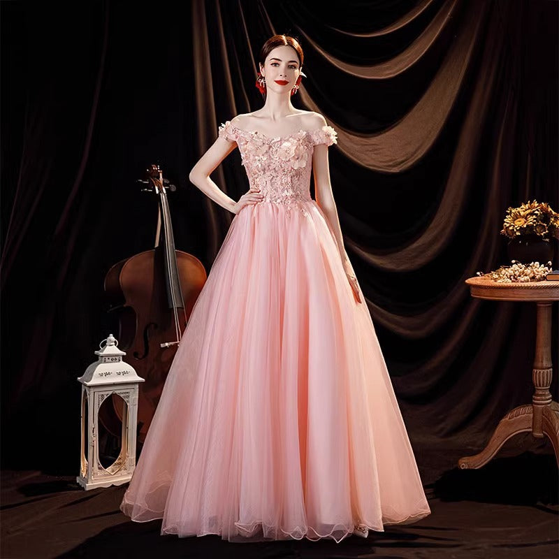 2025Princess on the run pink tutu bride wedding toast  new wedding banquet annual meeting solo dress