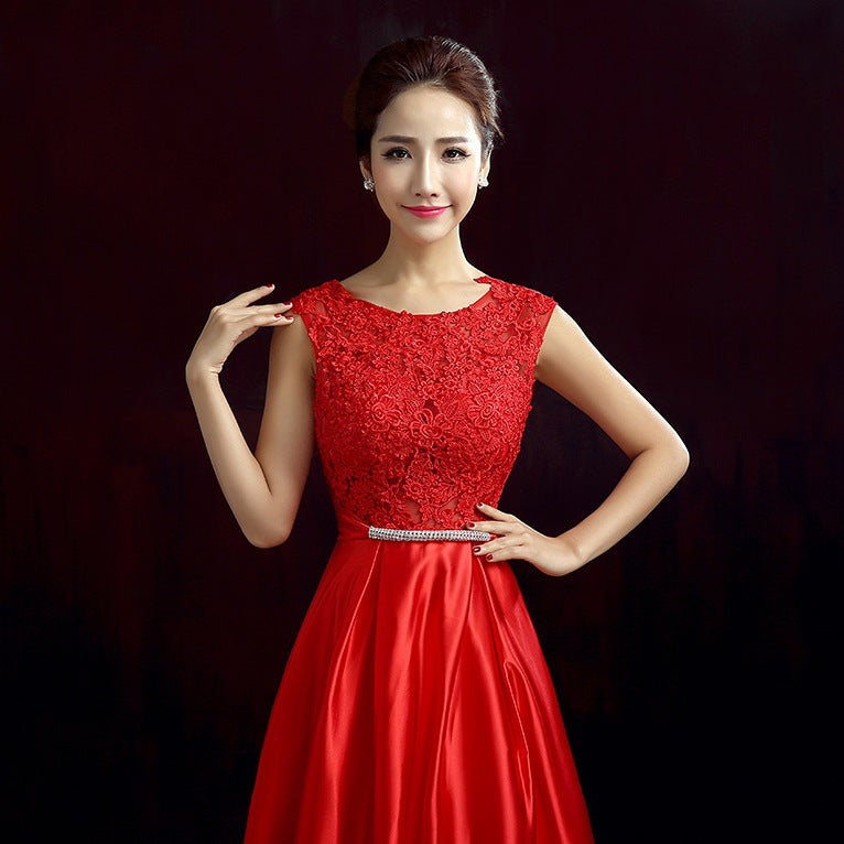 2025 Evening dress female popular autumn host sleeveless  elegant temperament Popular trade dress Popularan station supply