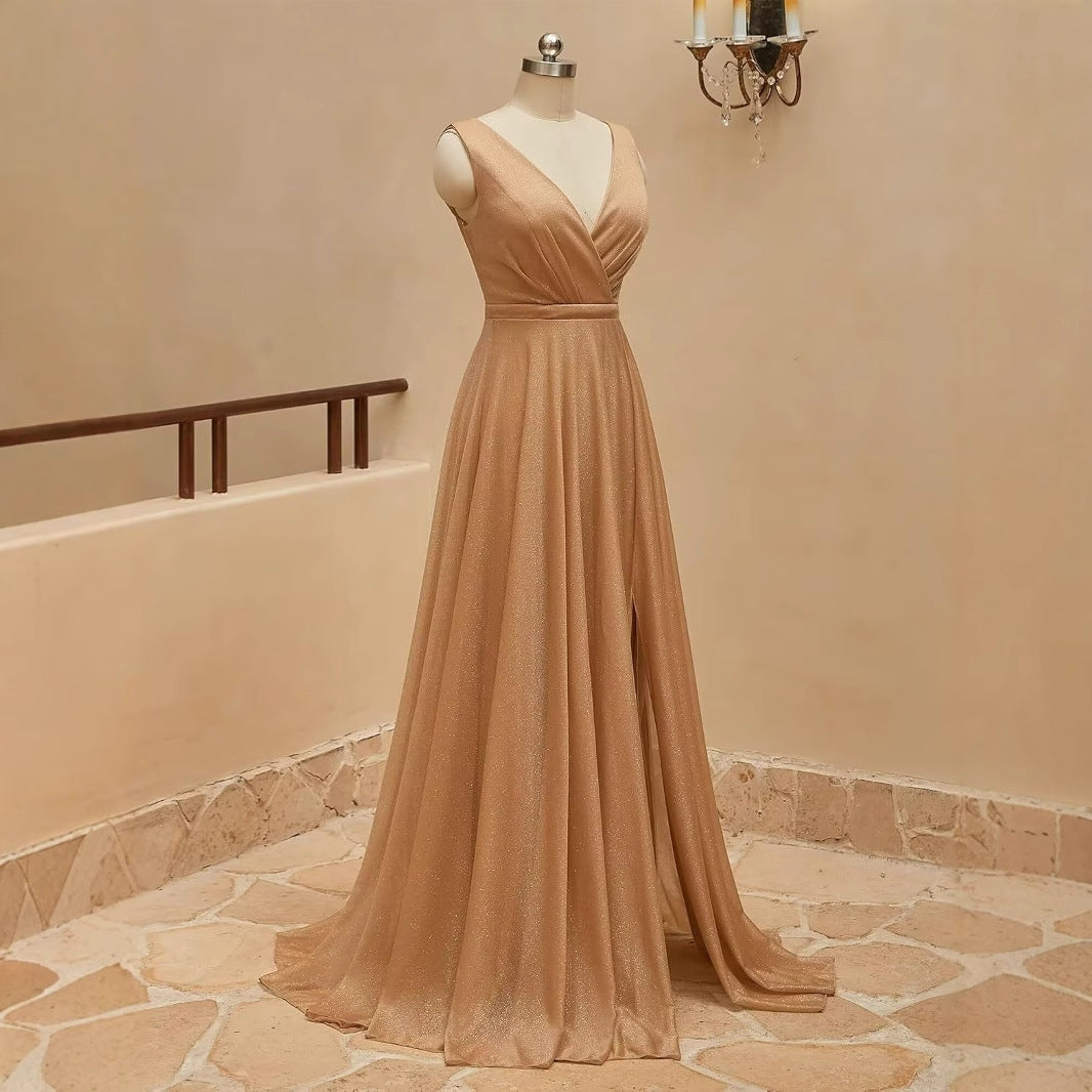 2025 Bridesmaid clothes  Popular trade long dresses independent station sexy elegant split fashion banquet New evening dresses women