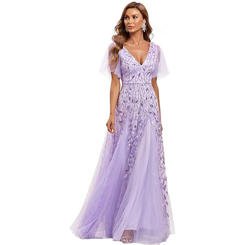 2025banquet evening dress women's  new elegant long annual meeting celebrity aura queen host evening dress