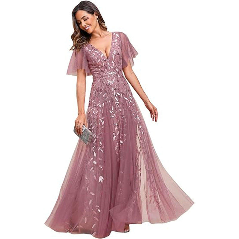 2025banquet evening dress women's  new elegant long annual meeting celebrity aura queen host evening dress