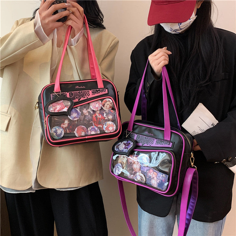 2025 Handbag bag popular new comic wind pain bag two-dimensional versatile messenger bag large capacity portable shoulder bag women