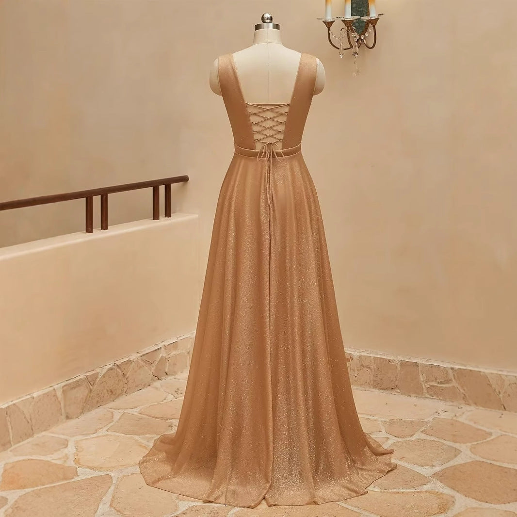 2025 Bridesmaid clothes  Popular trade long dresses independent station sexy elegant split fashion banquet New evening dresses women