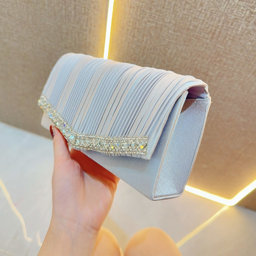 New New rhinestone flash women's clutch bag chain oblique span dinner dress bag bridal banquet bag celebrity handbag