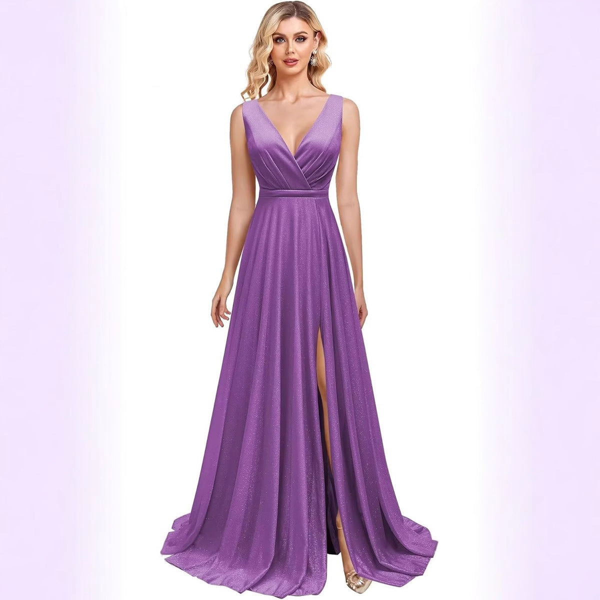 2025Popular trade long dress independent station sexy V-neck elegant split fashion bridesmaid dress banquet ball dress