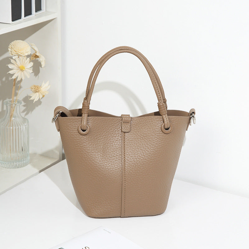 2025 Bag Women's popular New Fashion Versatile Handbag Premium Bucket Bag Lychee Pattern Mother and Child Bag Simple Women's Bag