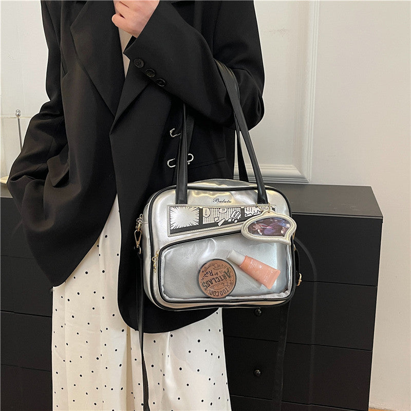 2025 Handbag bag popular new comic wind pain bag two-dimensional versatile messenger bag large capacity portable shoulder bag women