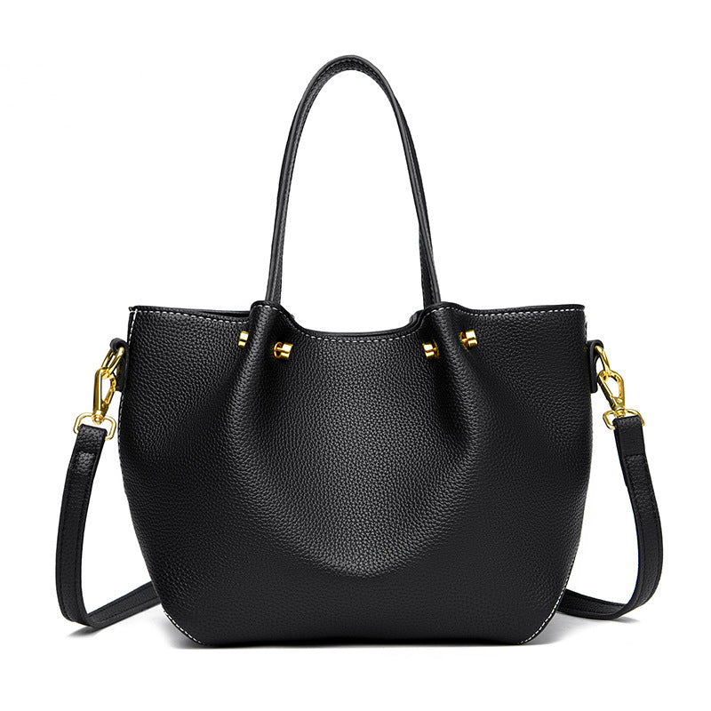 2025 Handbag bag women's fashion temperament bucket bag autumn and winter new simple large-capacity women's bag versatile soft leather commuter bag