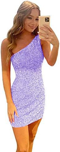 2025Sequin heavy industry dress  new  one-shoulder sexy fashion split fashion short short dress