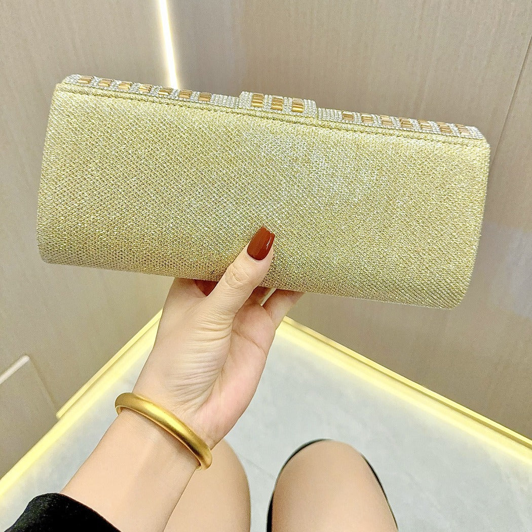 New New rhinestone bag, flash women's clutch bag chain, one shoulder oblique span dinner dress bag, bridal banquet bag