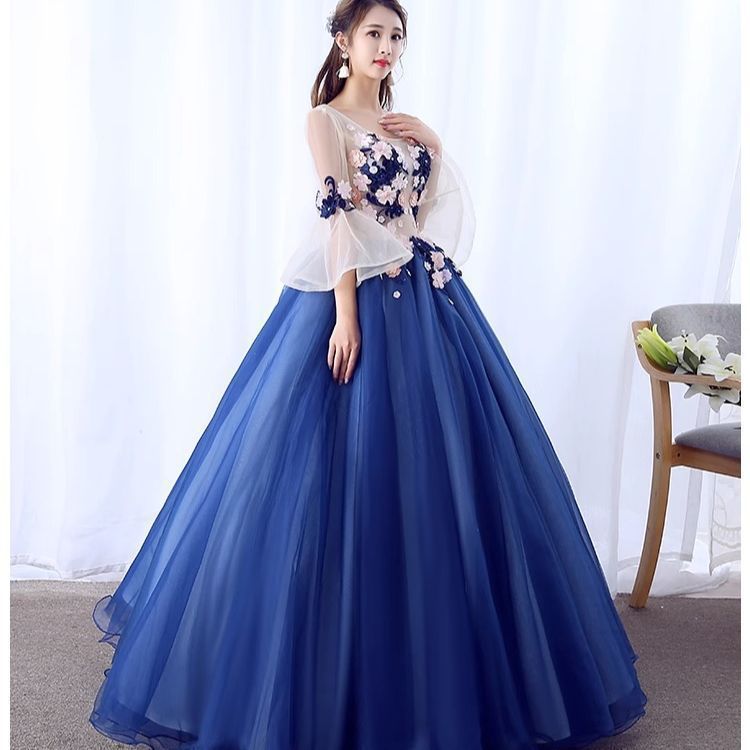 2025New solo performance costumes, banquet fashion and elegance, long style, art test broadcast host, student evening dress, female