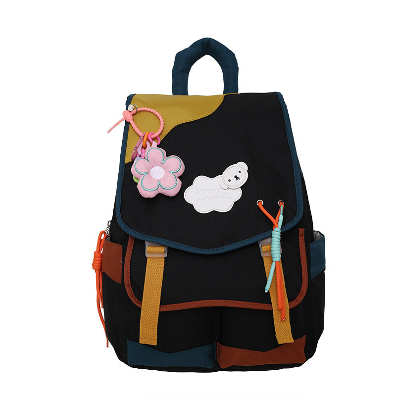 Soft Girl Contrast Color Large Capacity Fresh Western Style Casual Bag  New Korean Style Junior High School Student Elementary School Studebt Backpack