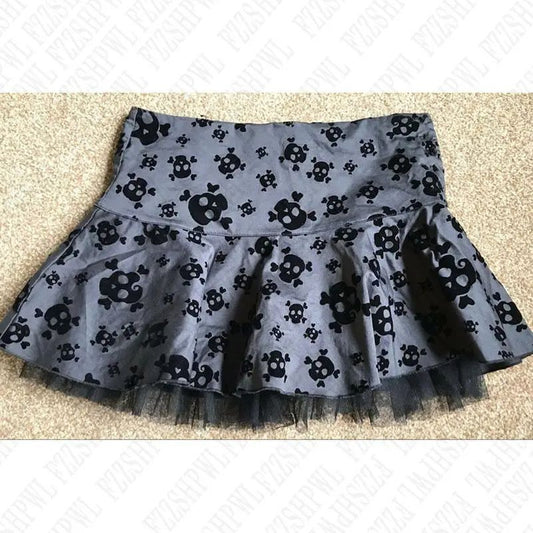 ANTMVS2025 style women's clothing popular new summer fashion casual skull A-shaped short skirt set is in stock.