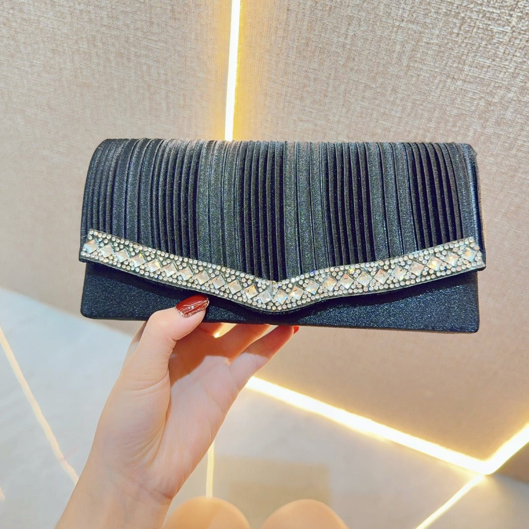 New New rhinestone flash women's clutch bag chain oblique span dinner dress bag bridal banquet bag celebrity handbag