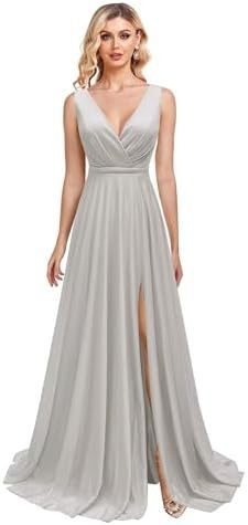 2025Popular trade long dress independent station sexy V-neck elegant split fashion bridesmaid dress banquet ball dress