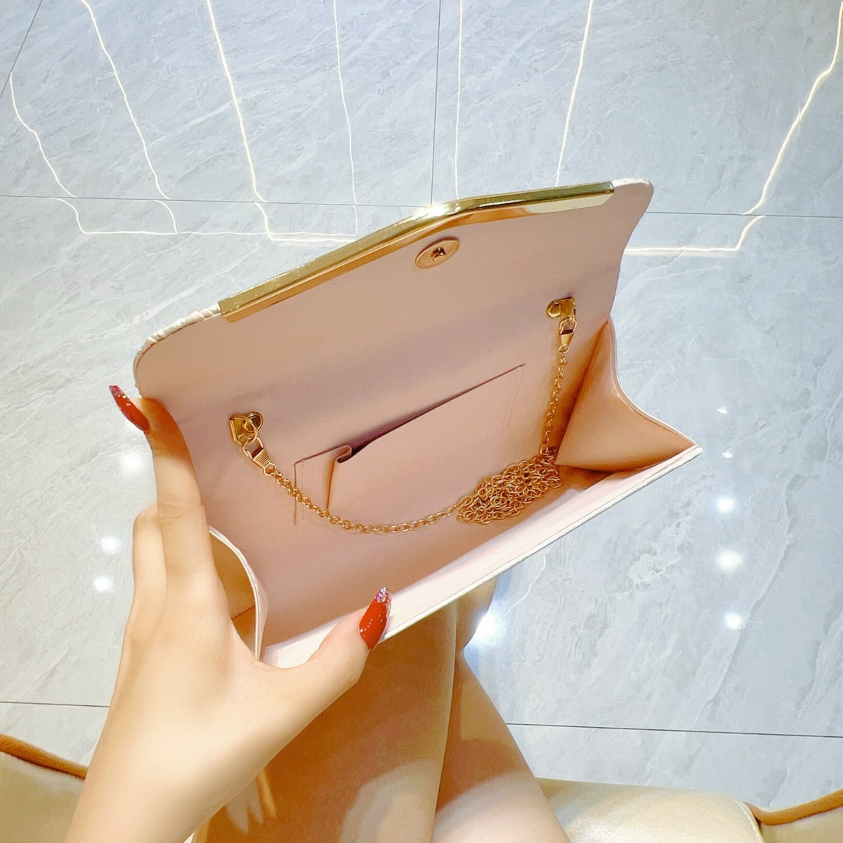 New satin dinner bag, high-end banquet clutch bag, dress small bag, women's hand bag, shoulder messenger small square bag