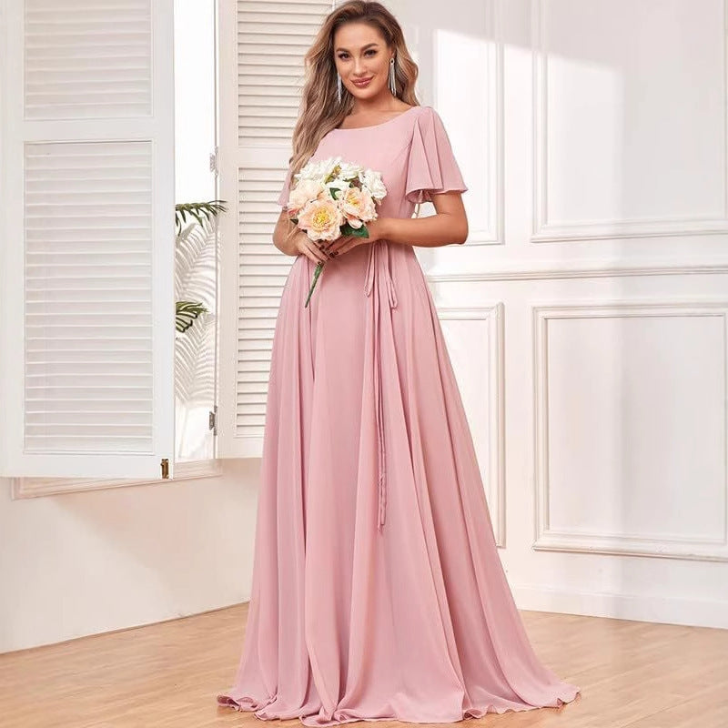 2025evening dresses fashion new bridesmaid dresses with long split ends, fashion trend chiffon formal dresses