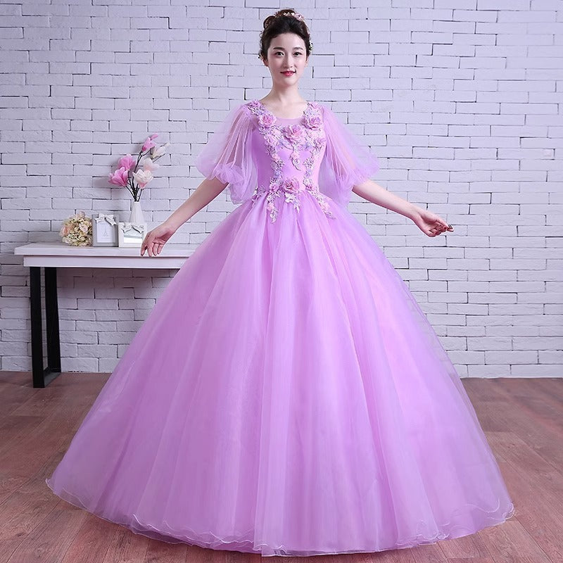 2025Purple fairy gas colored yarn  spring and summer new student art examination temperament performance clothes solo banquet host dress