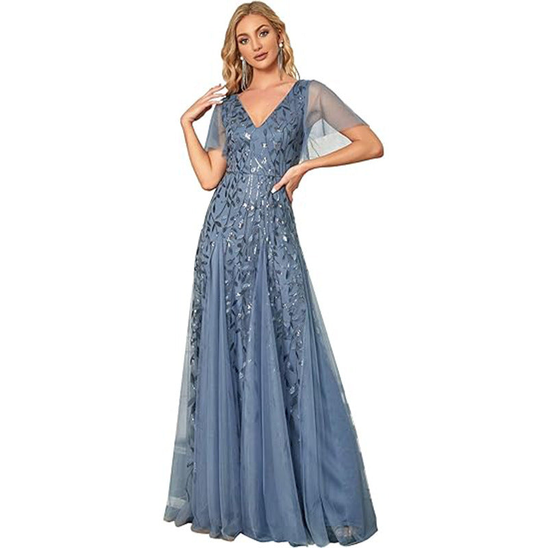 2025banquet evening dress women's  new elegant long annual meeting celebrity aura queen host evening dress