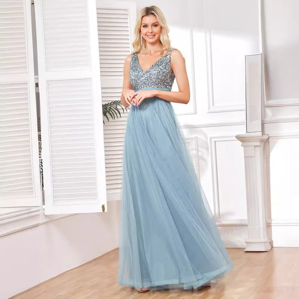 2025 Dress Douyin New Banquet Evening Dress Bridal Toast Dress Long Celebrity Party Elegant Host Bridesmaid Dress