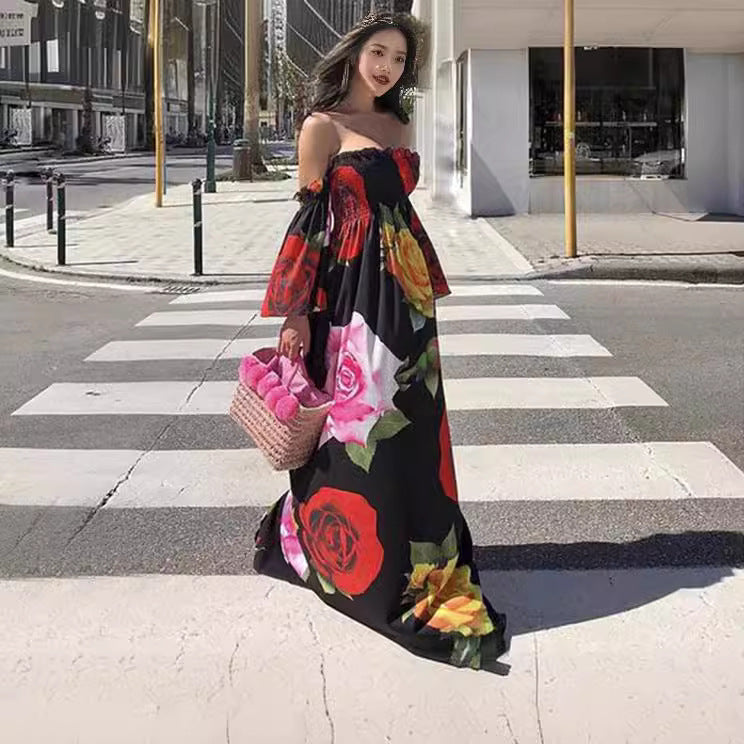 new  sexy tube top print long dress EBAY  Wish New women's dress