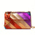 Benpaolv Rainbow Patchwork Crossbody Bag, PU Leather Metal Chain Flap Purse, Trendy Fashion Shoulder Bag