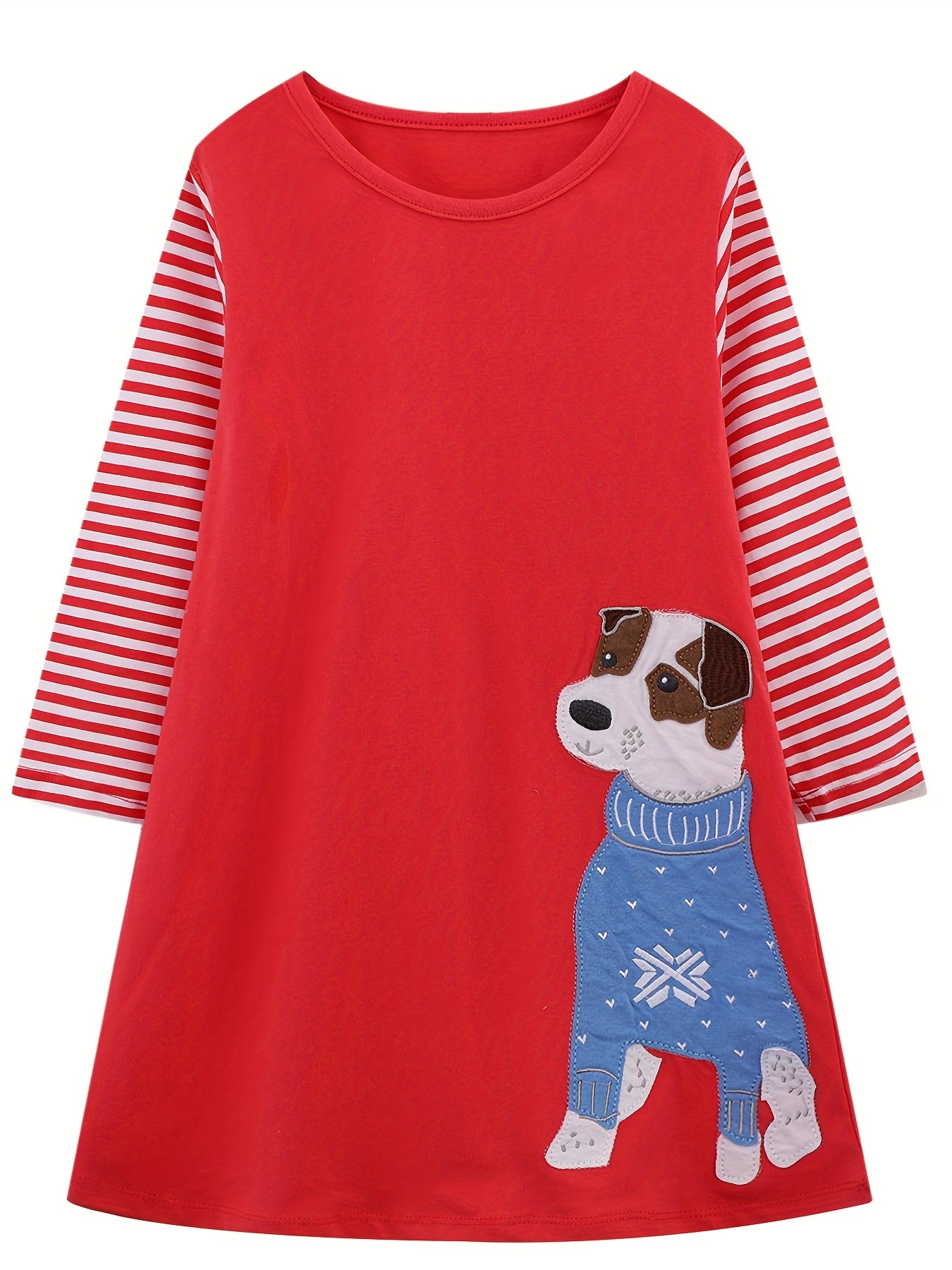 2-8 Years Old Toddler Girls' Comfy Long Sleeve Christmas Playwear Dress for Little Princesses