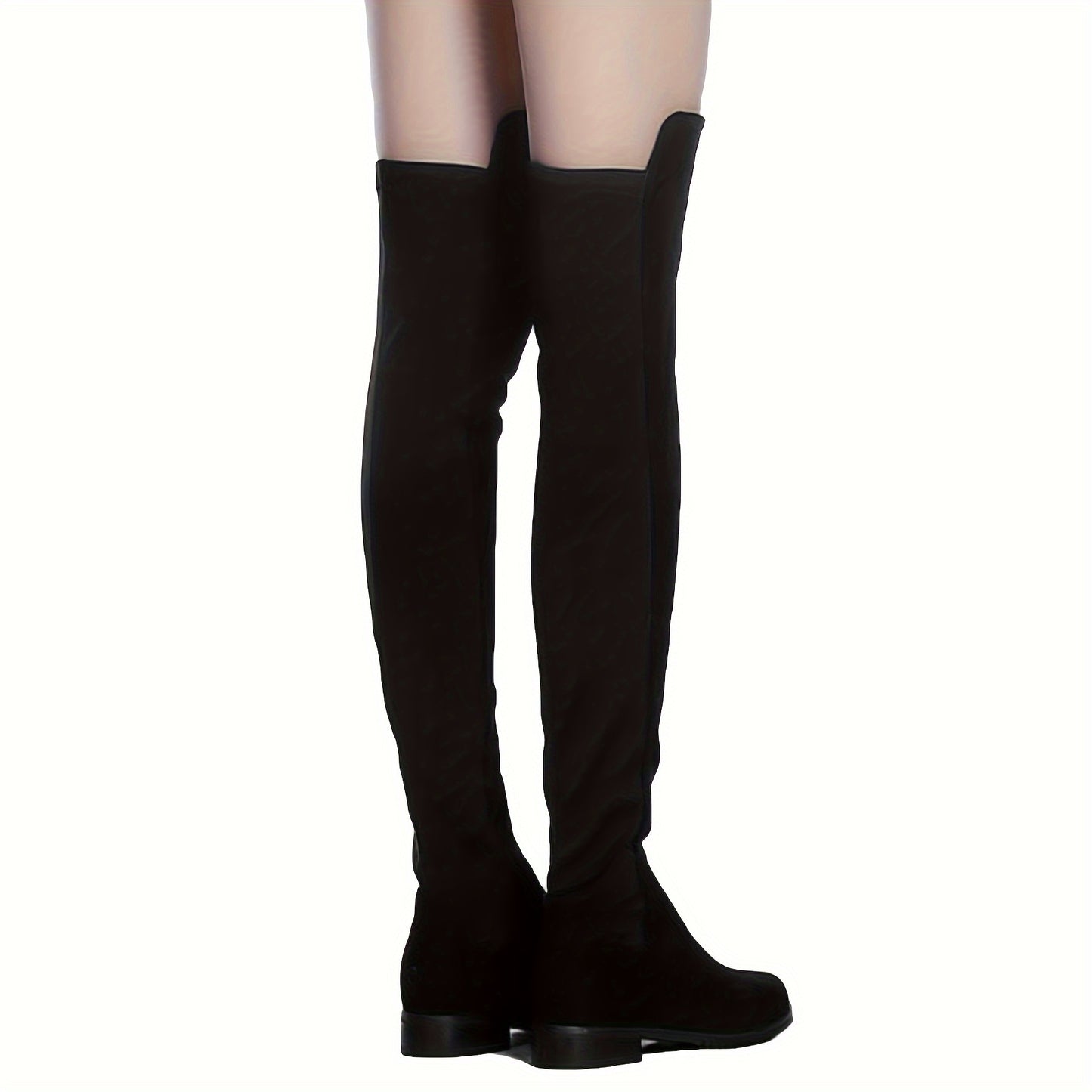 Womens Low Heeled Boots Pointed Toe Over The Knee Thigh High Boots