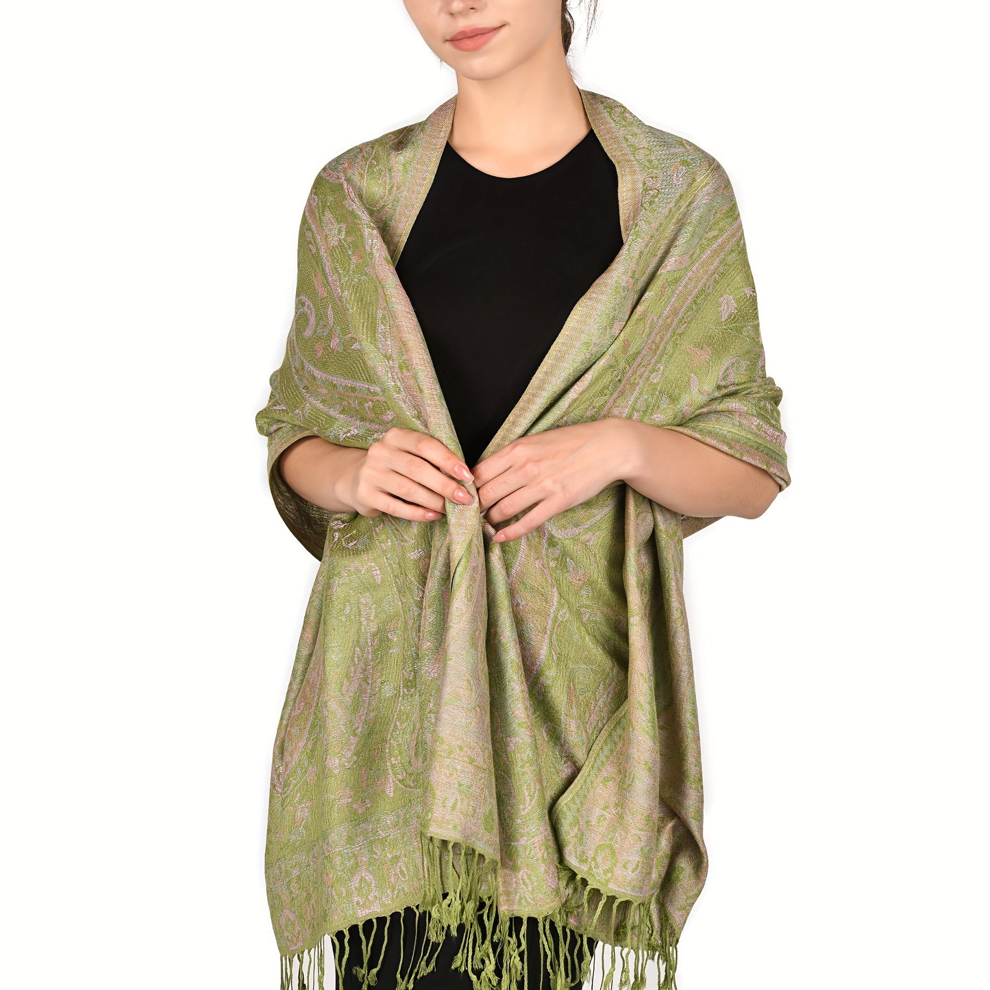 Elegant Reversible Paisley Shawl - Soft, Warm & Breathable with Tassels - Ideal for Traditional Attire & Everyday Elegance