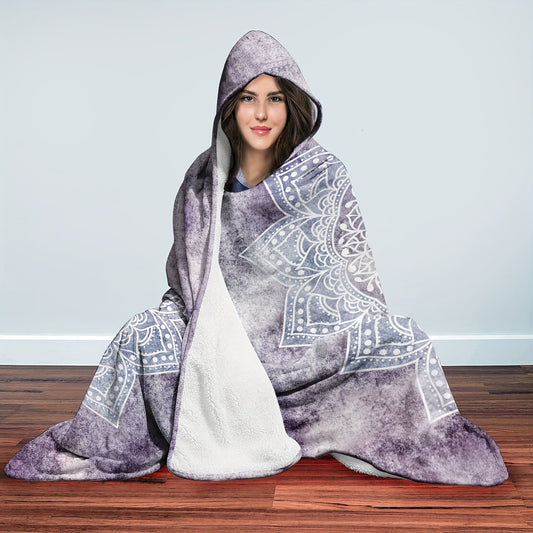 1pc Cozy Boho Mandala Hooded Blanket - Soft, Warm, Thick Wearable Blanket for Sofa, Office, Bed, and Travel - Magic Cape with Nap Function for Ultimate Relaxation