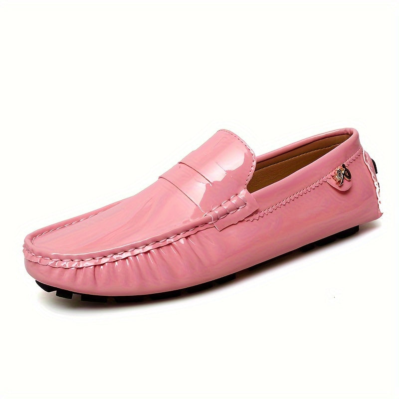 Womens Solid Color Microfiber Synthetic Leather Slip-on Loafers - Non-Slip Rubber Sole, Wear-Resistant, Comfortable, All-Season Flats - Easy to Wear, Breathable, and Durable